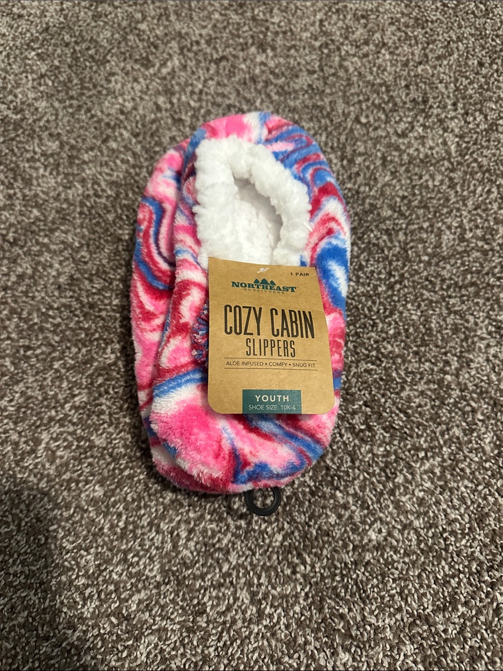 Cozy Cabin Youth Slippers - Pink & Blue Marble